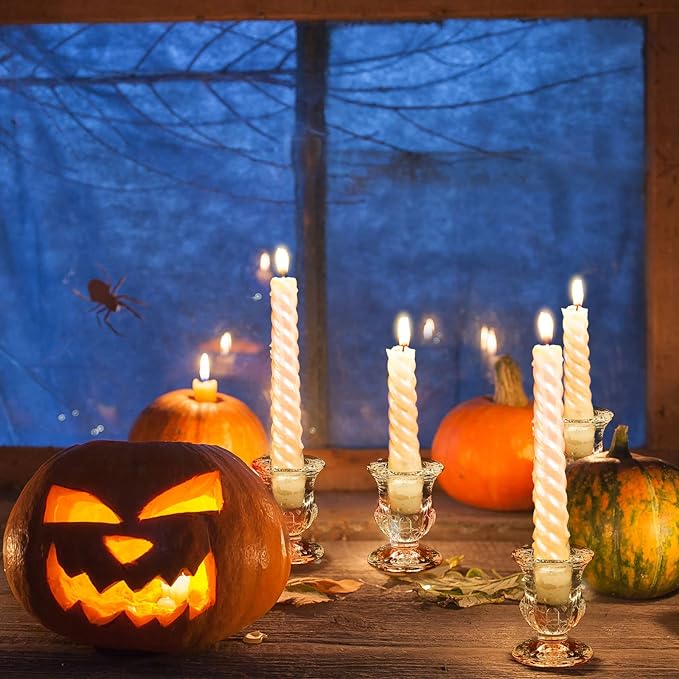 Foaincore 36 Pcs Candlestick Holders Bulk 2.5 Inch Taper Candle Holder for Table Centerpiece Thick Glass Ritual Candle Stand for Wedding Christmas Valentines Festival Party Decorations (Clear)