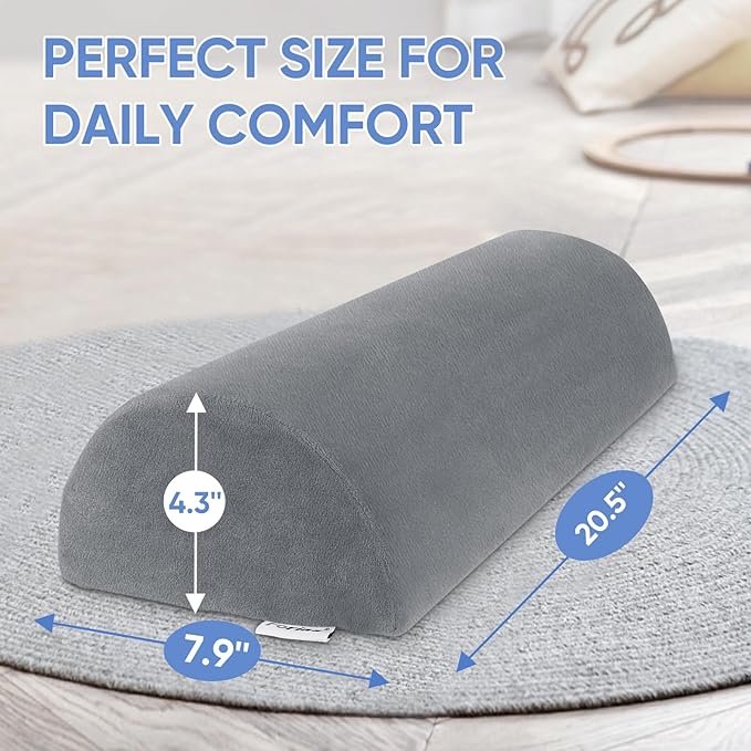 Forias Knee Pillow for Back Sleeping, Memory Foam Leg Pillow for Side Sleeping Bolster Pillow for Legs Elevation Half Moon Leg Elevation Pillow for Knee Lumbar Support, Ankle Rest and Foot Comfort