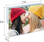 ILYXY 2 Pack Acrylic Frame 5x7, 20% Thicker, 24mm Thick Frameless Clear Picture Frame, Double Sided Magnetic Photo Frame, Free Standing Desktop Display Stand Acrylic Picture Frames