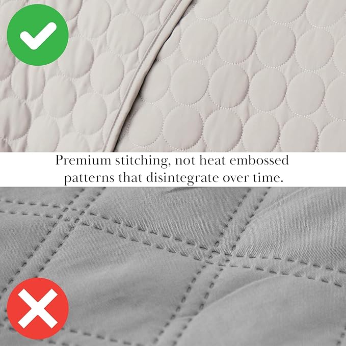 Southshore Fine Living, Inc. Quilted Summer Comforter, King Size Quilt Bedding Set with 2 Pillow Shams, Geometric Circle Design, Lightweight Bedspread, California/King Size Coverlet, Comfy Soft, Bone