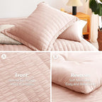 CozyLux Full Size Comforter Sets with Sheets Seersucker 7 Pieces Blush Pink Bed in a Bag Textured Luxury Soft Bedding Set with Down Alternative Comforter, Sheets, Pillowcases & Shams for All Seasons