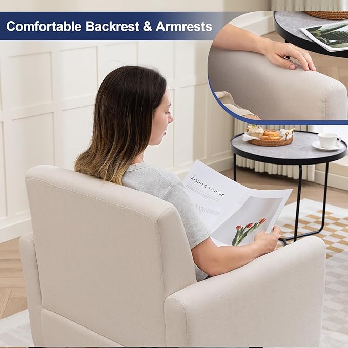 Accent Chairs Set of 2, Mid Century Modern Living Room Chairs Comfy Reading Chair with Upholstered Cushion Relax Armchair for Bedroom Apartment,Office,Begie