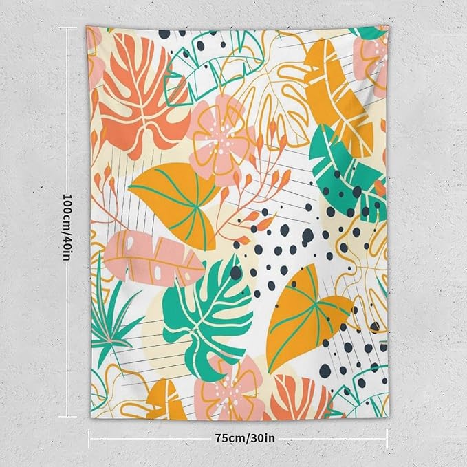 ICMOLYYENLO Tropical Palm Leaves Wall Tapestry, Wall Art for Room Decoration Beautiful Wall Hanging for Bedroom Living Room Dormitory Apartment 60x80 Inch