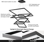 Modern Square Chandelier, LED Ceiling Light Fixture, Contemporary Chandelier Pendant Light for Living Room Entryway Foyer Staircase Bedroom