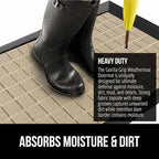GORILLA GRIP 100% Waterproof All-Season WeatherMax Doormat US Designed Natural Rubber, Stain and Fade Resistant, Low Profile Indoor Outdoor Door Mats, Easy Clean Patio Mat, 17x29, Taupe Grid