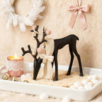 2026 New 2 Pcs Black Metal Reindeer, Black Metal Reindeer Christmas Decoration, European-Style Modern Aluminum Alloy Xmas Figurines, Indoor Holiday Statues for Mantel, Bedroom, Office Table (#B)