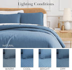 Southshore Fine Living, Inc. Queen Quilt Bedding Set, Summer Comforter Queen Size, Pet Hair Resistant Bedding, Lightweight Bedspread, Full Size Coverlet with 2 Pillow Shams, Coronet Blue