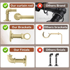 Gold Curtain Rods 18 to 45 in,Wraparound Curtain Rods,Adjustable Length,1 in Diameter Pipe,Wall or Ceiling Mounted,for Bedroom and Living Room (Gold 18” to 45”)