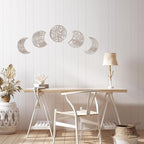 Jetec 5 Pcs Moon Phase Wall Art Decor Wall Pediments Hanging Wooden Moon Phase Spiritual Bedroom Nordic Boho Lunar Aesthetic Art for Living Room Dorm Apartment Bar Ornament(Vintage Color,10.6 Inch)