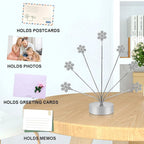 7-Branch Family Desktop Photo Tree Holder Clip Round Base, Card Picture and Memo Desk Frame Display Stand for Wedding Party Christmas Photo Clip Holder Table Numbers (Snowflake)