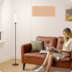 Floor Lamp with Remote Control, Floor Lamps for Living Room/Bedroom/Office, Stepless Adjustable 3000K-6000K Colors and 10-100% Brightness,Standing Light with Foot Switch (Black+Beige Linen)