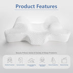 AM AEROMAX 8-Inch Wide Head Support Memory Foam Back Sleep Training Pillow - Keep Head Straight for Wrinkle Prevention, Anti-Wrinkle & Anti-Aging Beauty Pillow
