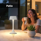 uuffoo Rechargeable Table Lamp, Outdoor Table lamp Cordless with Stepless Dimming & 3 Color Temperatures, Battery Operated Night Light for Patio, Bar, Restaurant, Home, Bedroom, Dining (White)