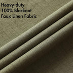 MIULEE Linen Texture Curtains for Bedroom Solid 100% Blackout Thermal Insulated Light Olive Green Curtains Grommet Room Darkening Drapes for Living Room Nursery 52x108 Inch (2 Panels)