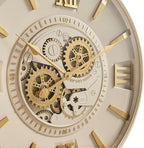 CLXEAST Mid Century Minimalist Modern Wall Clocks,24 Inch Wall Clock with Moving Gears, Large Cream Gold Wall Clocks for Living Room Decor,House Warming Gifts New Home