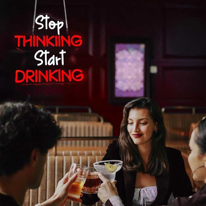 Stop Thinking Neon Sign Led Neon Lights Neon Signs for Wall Decor Light Up Sign for Birthday Party Club Gift