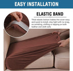 H.VERSAILTEX Velvet Stretch Couch Cushion Cover Plush Cushion Slipcover for Chair Loveseat Sofa Cushion Furniture Protector Seat Cushion Sofa Cover (2 Piece Medium Sofa Cushion Covers, Burnt Brick)