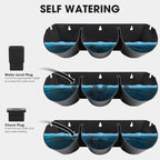 Worth Garden Upgraded 6 Sets (18 Pockets) Self Watering Stackable Vertical Planters - Wall Mounted Plastic Plant Grow Pots fr Strawberries Flowers Herbs - Indoor Outdoor Green Wall Decoration (Black)