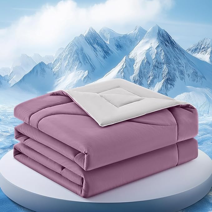 Cooling Comforter Queen Size, Double-Sided Cooling Blanket for Hot Sleepers & Night Sweats, Arc-Chill Q-Max > 0.4 Breathable Ice Blanket, Lightweight Cold Comforter (80''x90'', Muted Pink)