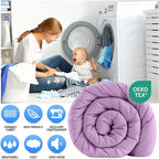 EASELAND California King Down Alternative Comforter - Quilted Duvet Insert for All Seasons, Soft Lightweight with Corner Tabs, Summer Winter Warm Bedding, Lavender 96x104 Inches