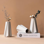 Modern White Small Ceramic Vase Set of 6 for Living Room Bedroom Office 5.9'' Minimalist Fresh Flower Vases for Home Decor Fireplace Centerpieces Nordic Style Gift for Fake Plant 6 Pack