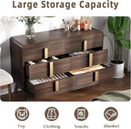 Dresser for Bedroom with 6 Drawers,Mid Century Modern Dresser with Storage,47" Wide Chest of Drawers with Metal Handles,Large Wood Drawer Organizer for Bedroom,Living Room,Hallway,Walnut