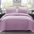Exclusivo Mezcla Reversible Full Queen Quilt Bedding Set with Pillow Shams, Lightweight Quilts Queen Size, Soft Bedspreads Bed Coverlets for All Seasons - (Lilac, 90"x96")