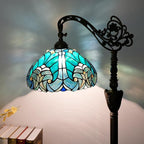 Tiffany Floor Lamp Vintage Standing Lamp Green Stained Glass Floor Light Rustic Corner Gooseneck Floor Lamp with Adjustable Angle for Home Decor Living Room Bedroom 12X12X63 Inches