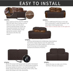 Easy-Going 6 Pieces Recliner Loveseat Stretch Sofa Slipcover Sofa Cover Furniture Protector Couch Soft with Elastic Bottom Kids, Spandex Jacquard Fabric Small Checks Chocolate