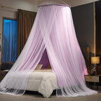 Kertnic Luxurious Bed Canopy for Girls & Adults - Double Layer Princess Canopy with Lace, Round Dome Mosquito Netting for Queen/King Bed Tent (Purple)