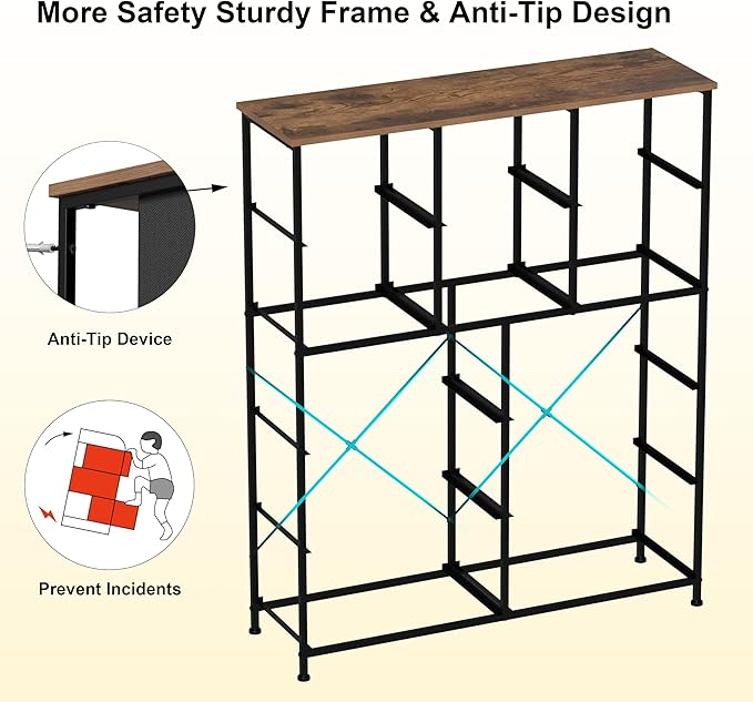 Tohomeor Dresser with Drawers for Bedroom Chest of Drawers Fabric Dresser for Closet,Nursery Entryway Hall Tree TV Stand for Living Room Retro Floral Pattern Drawers Wooden Top (12 Drawers)