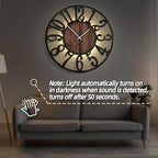 LEIKE Large Wall Clocks with Night Light Battery Operated,Silent Non Ticking,Rustic Modern Big Wood Clock for Living Room, Bedroom,Kitchen,Farmhouse,Office,Home Decor-32 Inch(Black-Arabic Number)