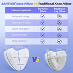 SAHEYER Knee Pillow for Side Sleepers, Memroy Foam Leg Pillow for Side Sleeping, Leg Elevation Pillow, Washable Cover Hip Pillow for Sciatica Relief, Post Injury Recovery - with Adjustable Strap