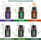 YIKUBEE Oil Diffuser with Essential Oils Set, 500ml Diffuser, 6x10mL Essential for diffusers for Home, Aromatherapy Humidifier, Diffusers for Essential Oils Large Room