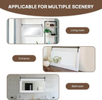 ALBAD Farmhouse Mirror for Wall Decor Wood Framed Bathroom Vanity Mirrors Vertical/Horizontal Hanging Barn Door Style Mirror for Living Room Bathroom Bedroom Entryway White