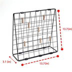 Photo Display Rack, Note Display Rack, Double sided Photo Metal Rack, Desk Photo Manager, With 20 Wooden Clips, Black