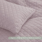 Exclusivo Mezcla Reversible King Size Quilt Bedding Set with Pillow Shams, Lightweight Quilts King Size, Soft Bedspreads Bed Coverlets for All Seasons - (Lilac Ash, 104"x96")