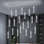 20-Lights Modern Crystal Chandeliers LED Pendant Light for Kitchen Island Dining Room Entrance Foyer Living Room Silver
