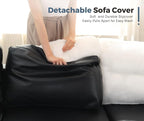 118.5" Faux Leather Modular Sectional Sofa, U Shaped Couch Set for Living Room, Large 8-Seater Comfy Cloud Couches with Storage Seat DIY Combination - Black