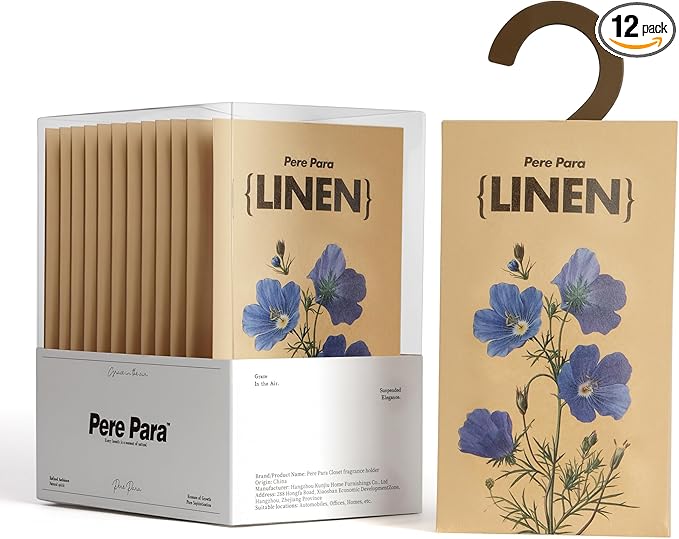 Potpourris Linen Scented Hanging Paper Sachets - 12 Pack for Closet & Home | Long-Lasting Air Freshener & Odor Eliminator for Drawer, Car, Bathroom | Ideal Gift Idea