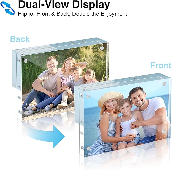 HOUSE DAY Acrylic Picture Frames 8x10, 3 Pack Magnetic 8x10 Picture Frame, Double Sided Clear 8 x 10 Photo Frame with Microfiber Cloth, Frameless FreeStanding 8x10 Frame Gift for Desktop Display