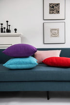 Turquoise Throw Pillow Covers 2 Pack 20 x 20 Inch Cozy Soft Velvet Square Decorative Pillow Cases, Lumbar Toss Pillow Shams, Euro Cushion Covers for Farmhouse, Couch, Sofa, Bed