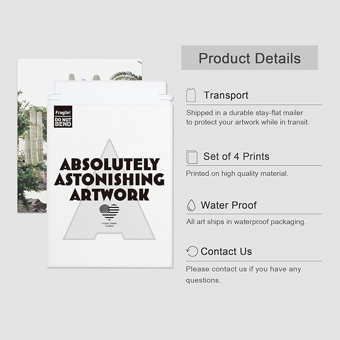 SIGNWIN Adhesive Canvas Poster Southwest Road Trip Mexican Architecture Cactus Desert Nature Wilderness Photography Modern Art Decorative Zen Relax/Calm Multicolor Scenic for Bedroom - 12"x16"x4