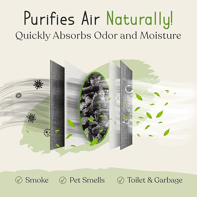 bmbu Charcoal Shoe Deodorizers - Activated Natural Bamboo Air Purifying Bag Insert for Sneakers Oder Eliminator Mini Bags -Absorber/Freshener for Gym Bag,Drawer,Closet,Car,Home, Cat Litter