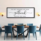 The Best Memories are Made Gathered Around The Table Sign Framed Wall Art, 40''×15'' Rustic Horizontal Plaque with Black Frame for Dinning Living Room, Long Home Family Wood Sign Wall Decor