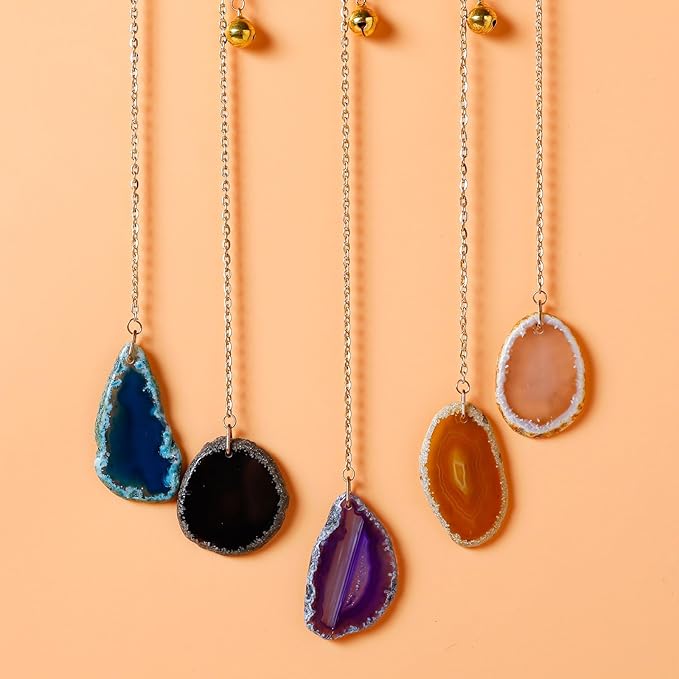 Agate Gemstone Dream Catcher 7 Chakra Tree of Life Dream Catcher with Rainbow Crystal Stones Handmade Dreamcatcher Wall Decor for Adults Boys Girls,Bedroom,Wedding,Garden,Bless Gift(Inverted Moon)