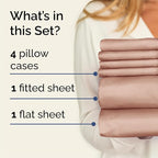 Queen Sheets Set 6 Piece - Includes 4 Pillowcases - Bed Sheets Queen Size - Soft Hotel Luxury Bedding - Cooling, Comfy, Cozy & Breathable - 1 Flat & 1 Fitted & 4 Pillowcases w/ Deep Pockets - Mauve