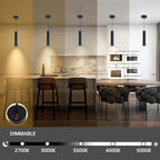 Zoomable LED Pendant Lights Modern Ceiling Hanging Spotlight Pendant Lighting,5CCT/2700K-5000K,Zoomable 15°-60°,Unique Pendant Lighting for Kitchen Island Bar,12W,Black(1Pack)