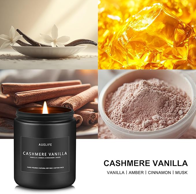 Cashmere Vanilla Candle | Scented Candles for Home, Aromatherapy Candle - Soy Candles for Home Scented, Candle Gift for Women Men, Home Fragrance Decoration -7oz