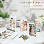 2x3 Small Picture Frame,Discreet Magnetic Wallet-Size Mini Acrylic Frames, Stereoscopic Effect, Compatible with Instant Film Photos,Freestanding Tabletop Display (4, 2X3 inch vertical)